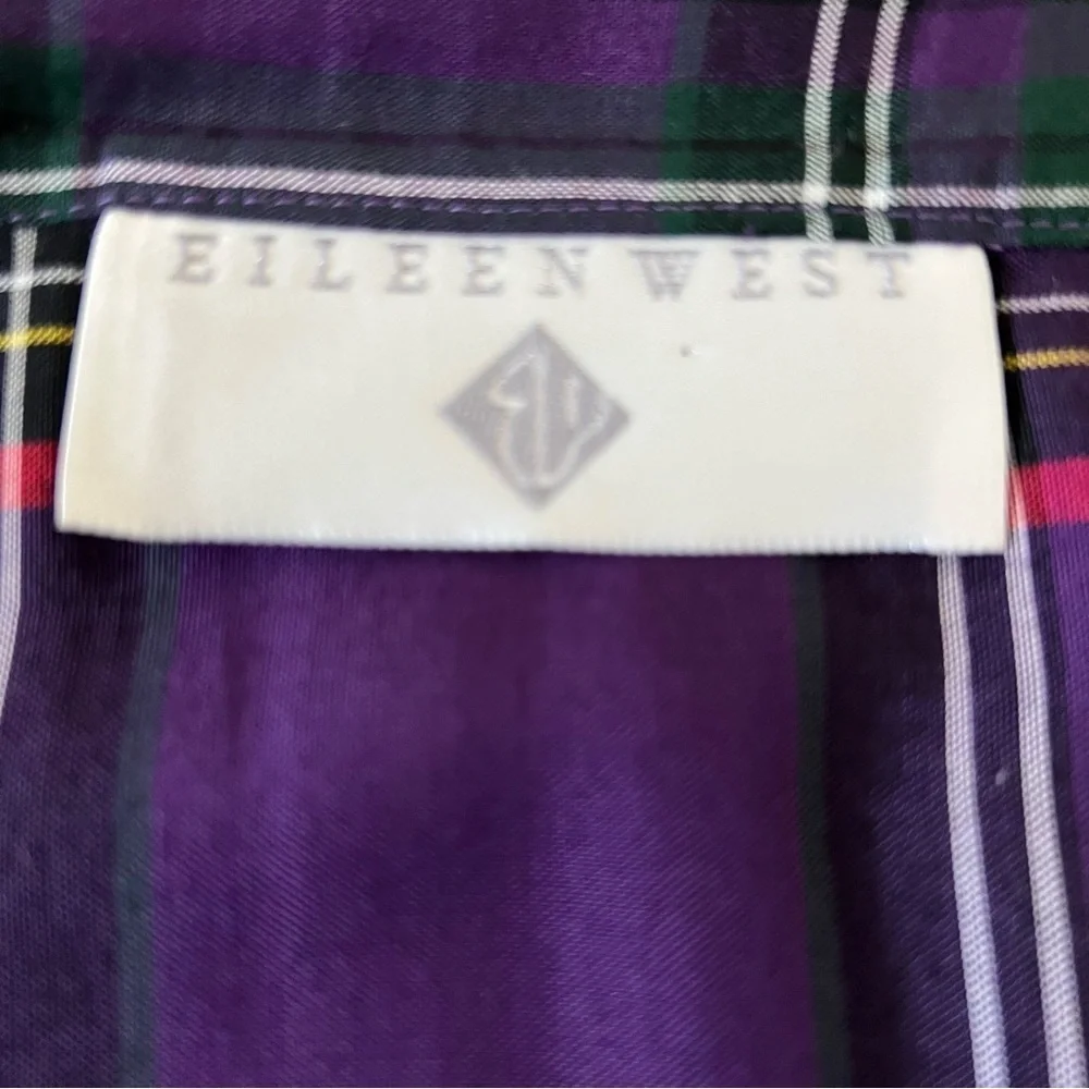 Vintage 80s Eileen West Purple Tartan Plaid Pleated Maxi Dress NWOT Small - Picture 13 of 16